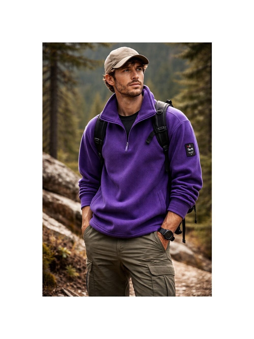 Men's GAP Purple Alpine LT Series 1/4 Zip Fleece Sweater XL